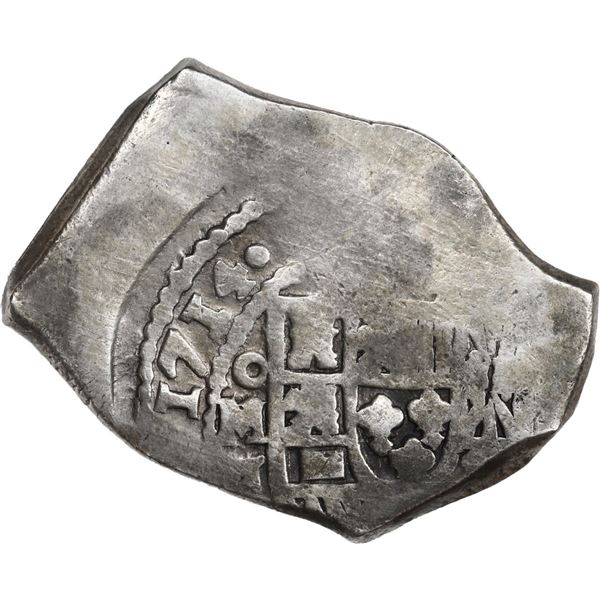 MEXICO, Mexico City, cob 8 reales, 1714 J, new-style shield, old-style cross.