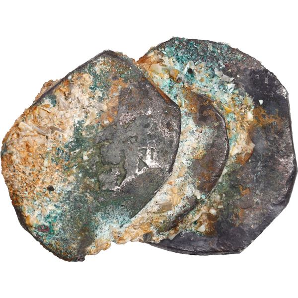 MEXICO, Mexico City, clump of three cobs (two 4R and one 8R), Philip V, one cleaned to show a date 1