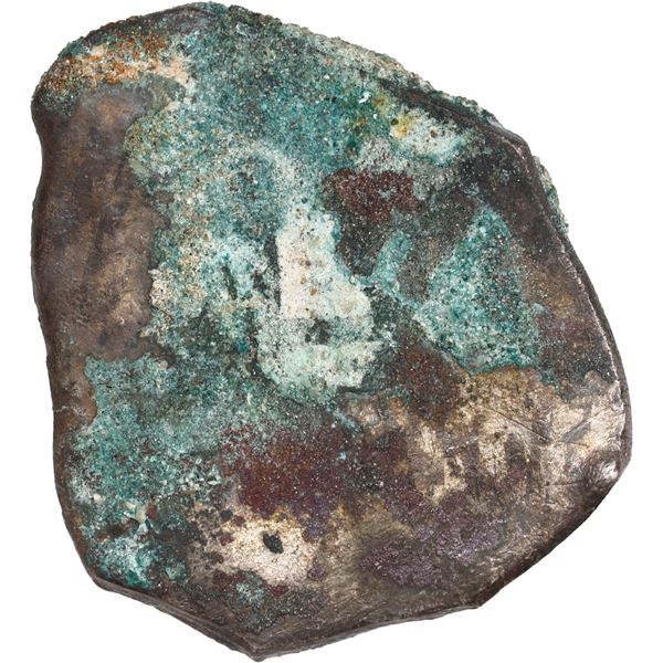 MEXICO, Mexico City, cob 8 reales "greenie," probably Philip V, assayer not visible, encrusted as fo