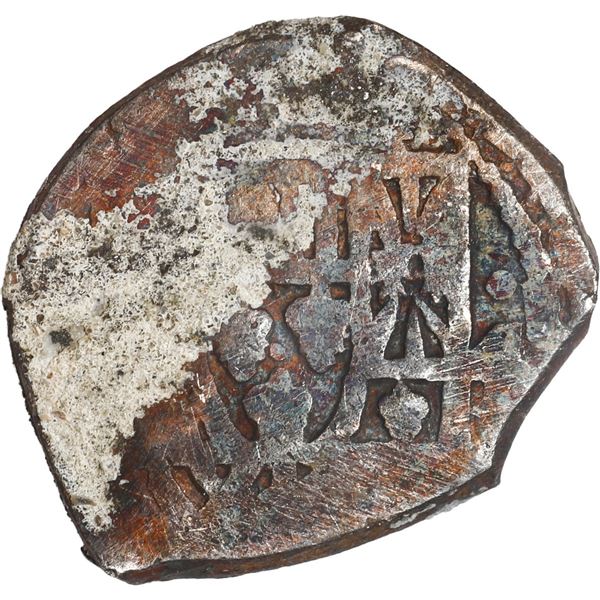 MEXICO, Mexico City, cob 4 reales "greenie," (1714-15) (J), new-style shield, old-style cross, encru