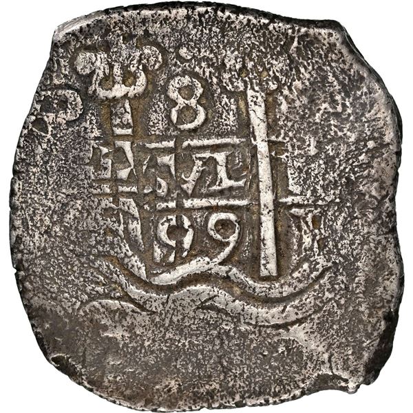 BOLIVIA, Potosí, cob 8 reales, 1699 F, NGC VF 20 (1715 Fleet Shipwreck Label).