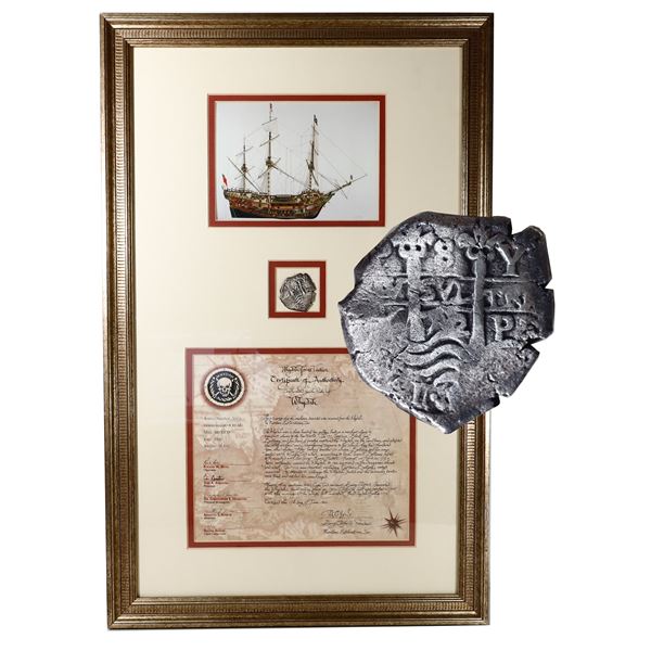 BOLIVIA, Potosí, cob 8 reales, 1702 Y, housed in original frame with certificate, very rare provenan