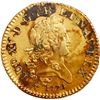 Image 1 : FRANCE, Orleans mint, gold louis d'or Mirliton, Louis XV, 1723-R, encrusted with tiny lead birdshot.