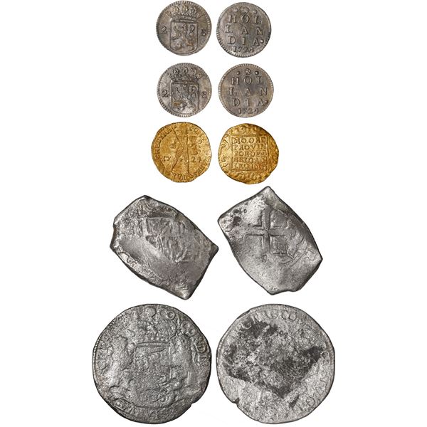 VARIOUS COUNTRIES, five-coin set in Abafil case consisting of one Dutch gold ducat, one Mexican cob 