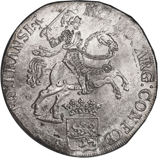 NETHERLANDS (United), Overijssel, "rider" ducatoon, 1733, NGC UNC details / saltwater damage (Shipwr