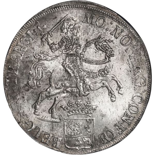 NETHERLANDS (United), Overijssel, "rider" ducatoon, 1733, NGC UNC details / saltwater damage (Shipwr