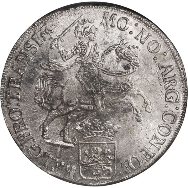 NETHERLANDS (United), Overijssel, "rider" ducatoon, 1733, NGC UNC details / saltwater damage (Shipwr