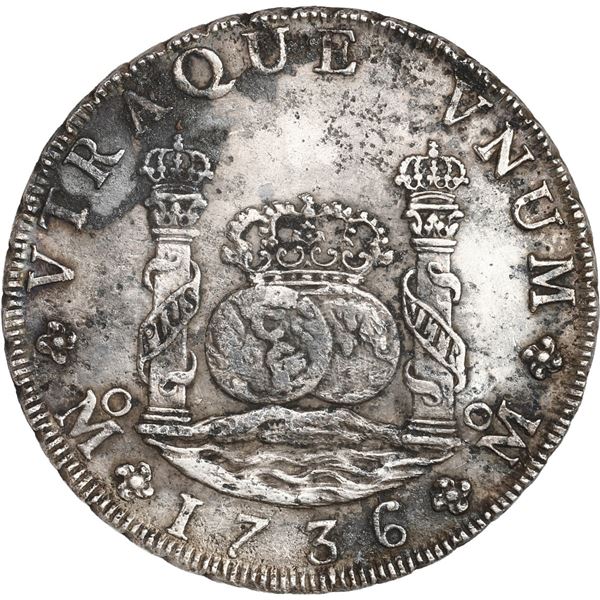 MEXICO, Mexico City, pillar 8 reales, Philip V, 1736 MF.