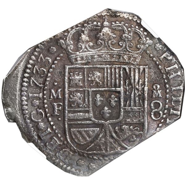 MEXICO, Mexico City, klippe 8 reales, 1733 MF, NGC Sea Salvaged (Shipwreck Blue Label).