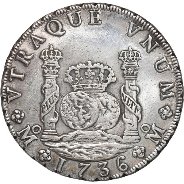 MEXICO, Mexico City, pillar 8 reales, Philip V, 1736 MF.