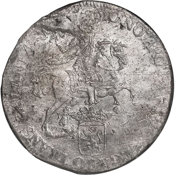 NETHERLANDS (United), Overijssel, "rider" ducatoon, 1742, NGC AU details / sea salvaged (Shipwreck B
