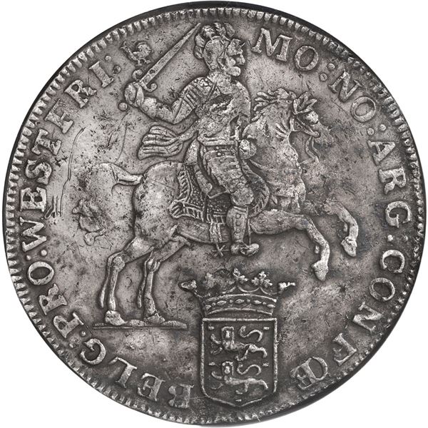 NETHERLANDS (United), Westfriesland, "rider" ducatoon, 1742, NGC XF details / saltwater damage (Ship