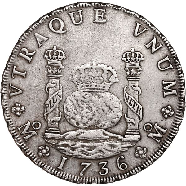 MEXICO, Mexico City, pillar 8 reales, Philip V, 1736 MF.