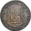 Image 1 : MEXICO, Mexico City, pillar 8 reales, Philip V, 1737 MF, NGC AU details / saltwater damage (Shipwrec