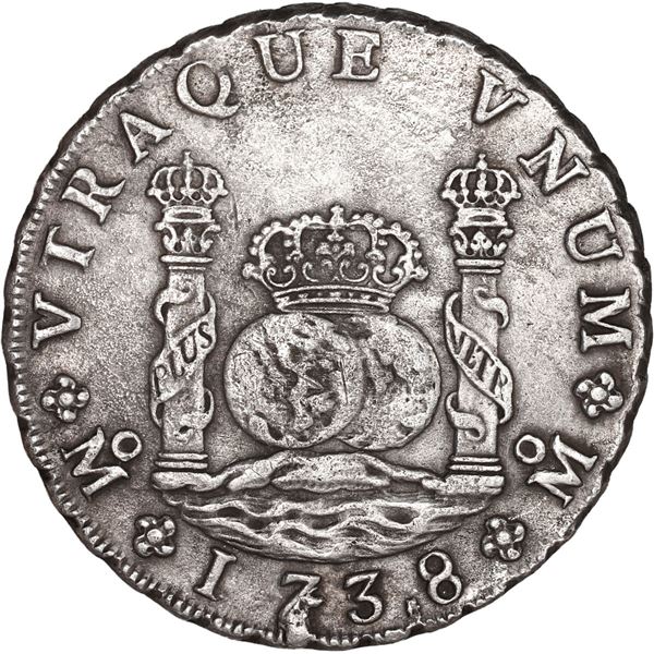 MEXICO, Mexico City, pillar 8 reales, Philip V, 1738 MF.