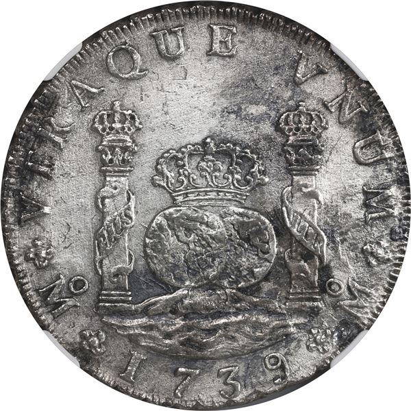 MEXICO, Mexico City, pillar 8 reales, Philip V, 1739 MF, NGC AU details / saltwater damage (Reijgers
