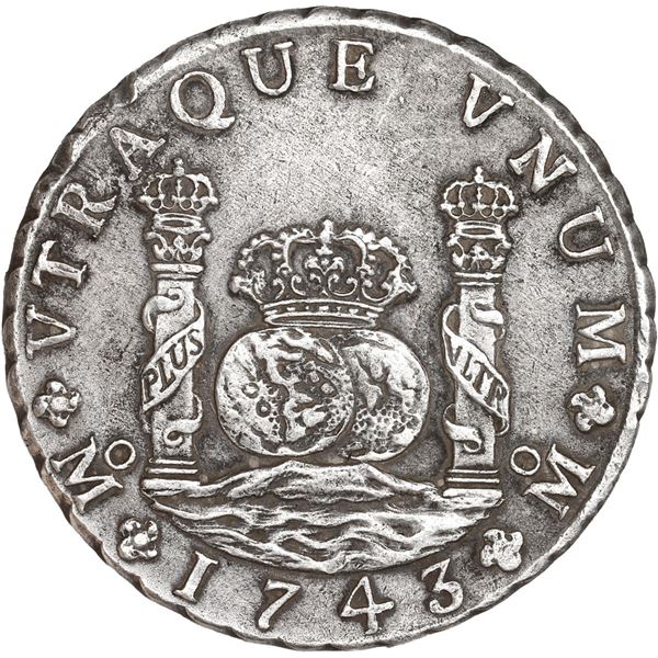 MEXICO, Mexico City, pillar 8 reales, Philip V, 1743 MF.