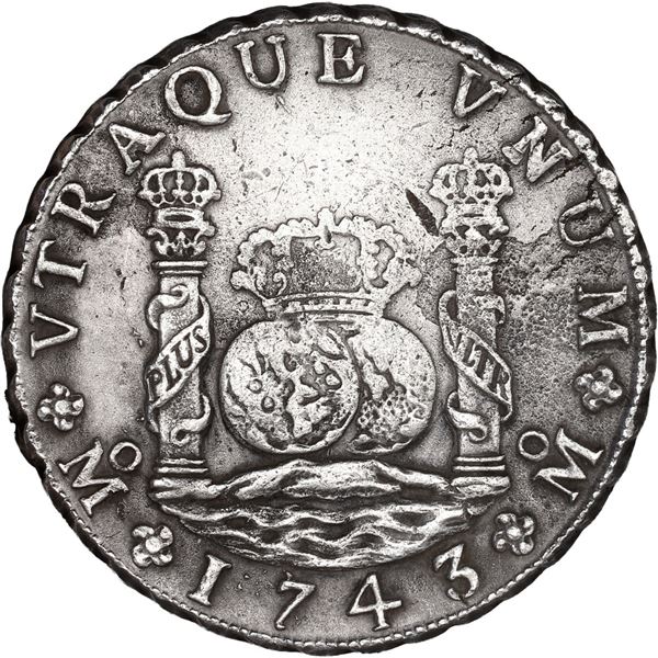 MEXICO, Mexico City, pillar 8 reales, Philip V, 1743 MF.