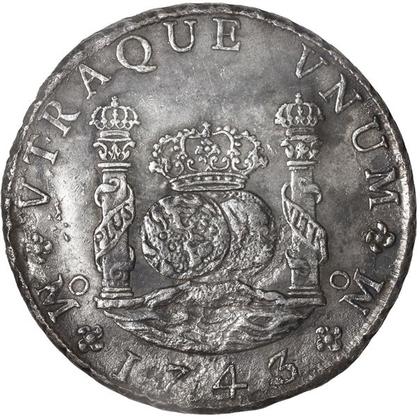 MEXICO, Mexico City, pillar 8 reales, Philip V, 1743 MF.