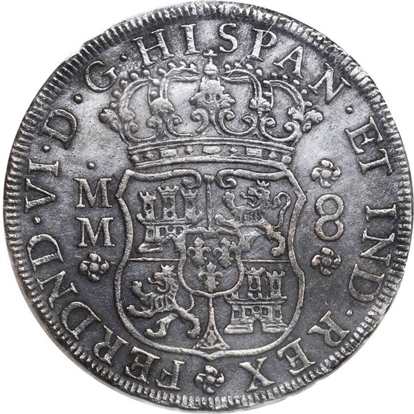 MEXICO, Mexico City, pillar 8 reales, Ferdinand VI, 1756 MM, ICCS EF-45.