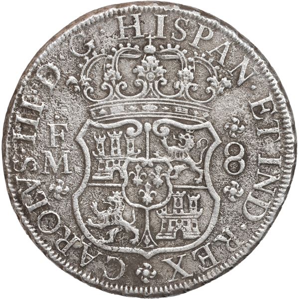 MEXICO, Mexico City, pillar 8 reales, Charles III, 1770 FM/MF, very rare.