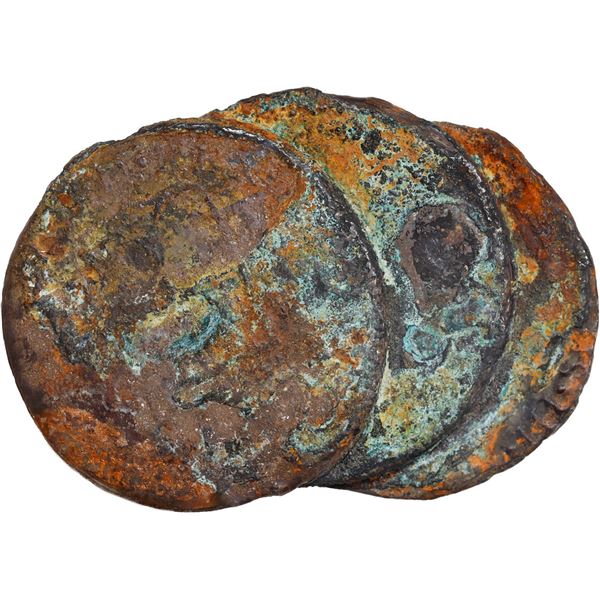 SPANISH COLONIAL, mints uncertain, clump of three bust 8 reales, probably all Charles III, dates not