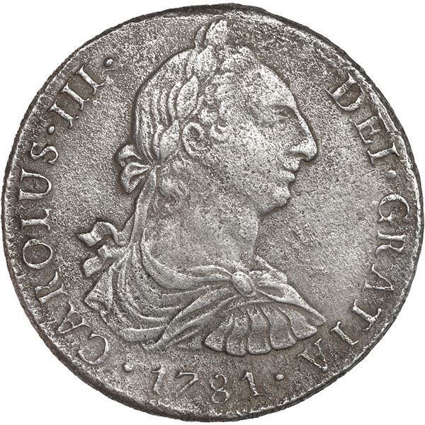 PERU, Lima, bust 8 reales, Charles III, 1781 MI.