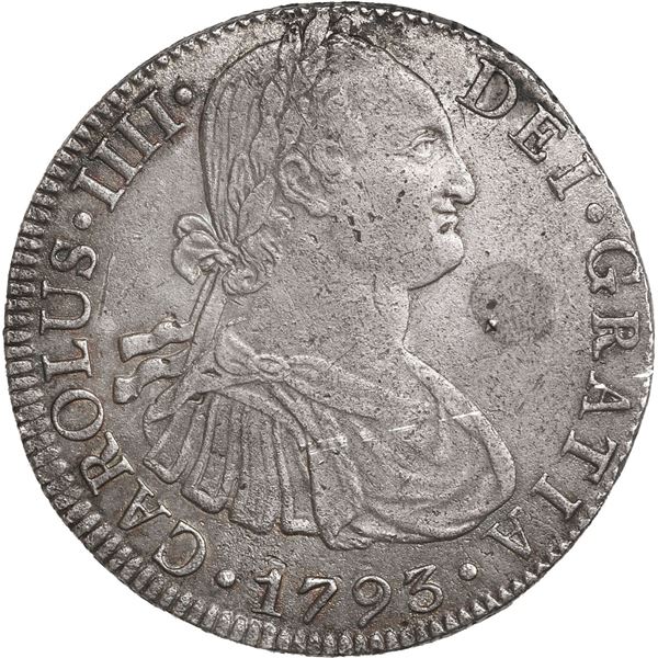 MEXICO, Mexico City, bust 8 reales, Charles IV, 1793 FM.