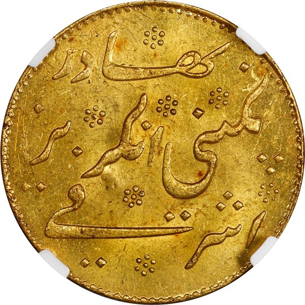 INDIA (British), Madras Presidency, gold 1 mohur, no date (1819), NGC UNC details / obv cleaned (Shi