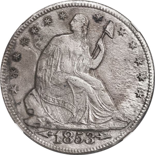 UNITED STATES, New Orleans mint, Seated Liberty half dollar, 1853-O, arrows and rays, NGC Shipwreck 