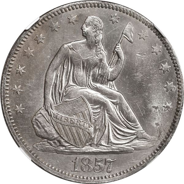 UNITED STATES, Philadelphia mint, Seated Liberty half dollar, 1857, NGC Shipwreck Effect (SS Republi