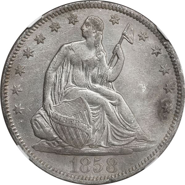 UNITED STATES, Philadelphia mint, Seated Liberty half dollar, 1858, NGC Shipwreck Effect (SS Republi