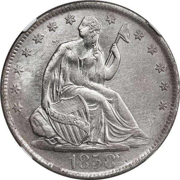 UNITED STATES, New Orleans mint, Seated Liberty half dollar, 1858-O, NGC Shipwreck Effect (SS Republ