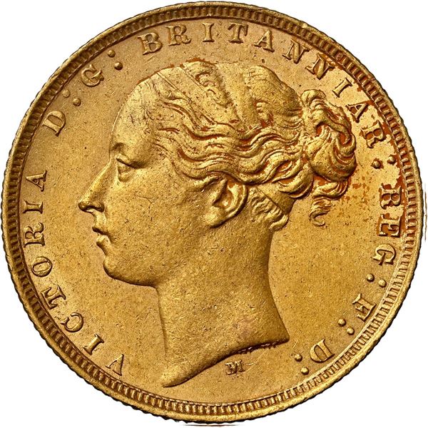AUSTRALIA (under Great Britain), Melbourne, gold sovereign, Victoria (young head), 1874, NGC AU 55 (