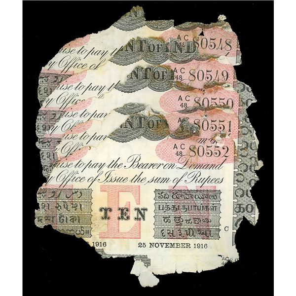 INDIA (British), Calcutta, lot of seventeen 10-rupee notes, 25-11-1916, series AC, consecutive seria
