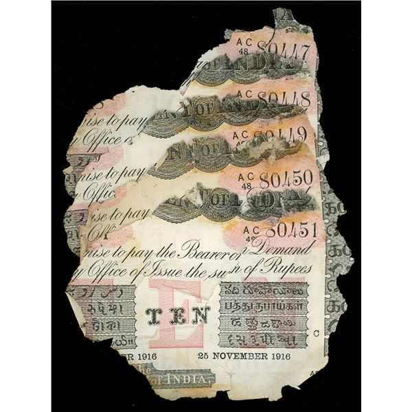 INDIA (British), Calcutta, lot of eight 10-rupee notes, 25-11-1916, series AC, various serial number