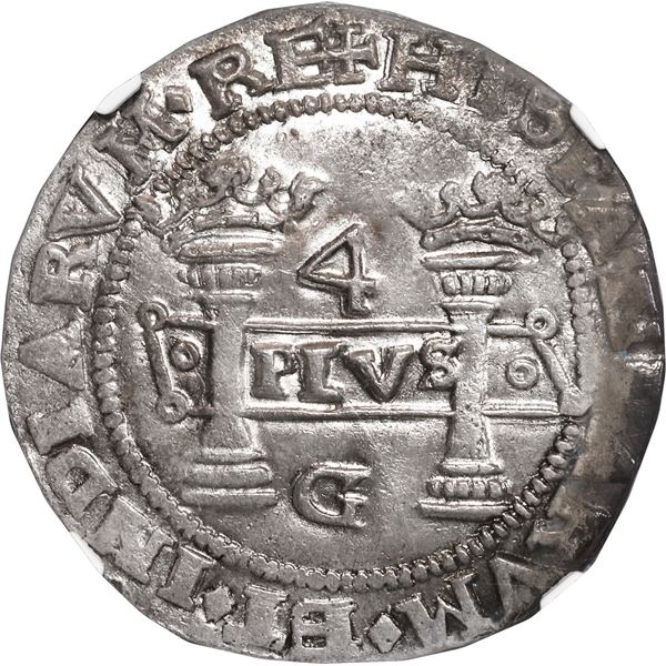 MEXICO, Mexico City, 4 reales, Charles-Joanna, "Early Series," assayer G at bottom between pillars, 