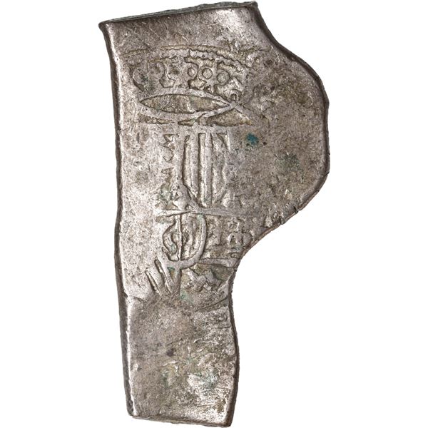 MEXICO, Mexico City, cob 8 reales, Charles II, assayer not visible, cross struck from 4R die, "thumb