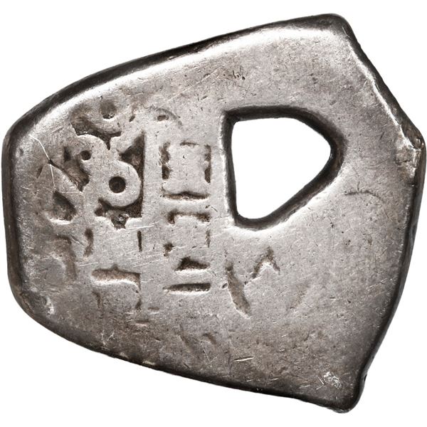 MEXICO, Mexico City, cob 4 reales, 1730 R, large natural bubble-hole near center.