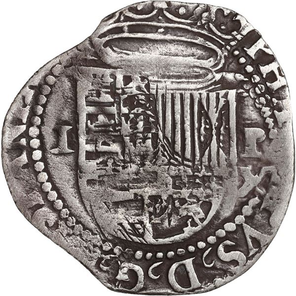 PERU, Lima, cob 1 real, Philip II, assayer X to right, very rare, ex-Ugaz.