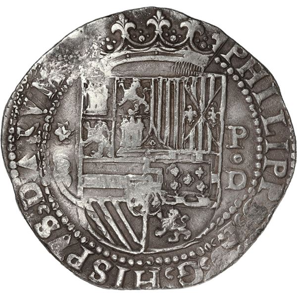 PERU, Lima, cob 8 reales, Philip II, assayer Diego de la Torre, *-8 (round top) to left, P-oD to rig