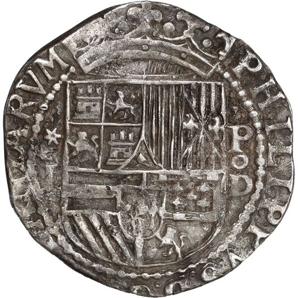 PERU, Lima, cob 1 real, Philip II, assayer Diego de la Torre, *-I to left, P-oD to right, ex-Ugaz.