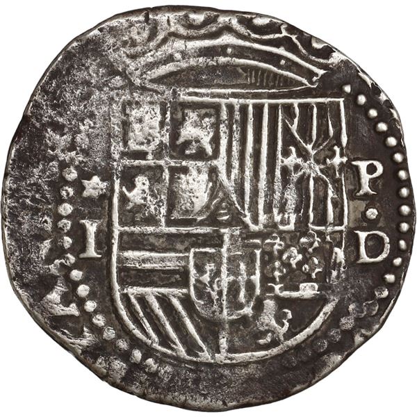 PERU, Lima, cob 1 real, Philip II, assayer Diego de la Torre, *-I to left, P-oD to right, ex-Ugaz.