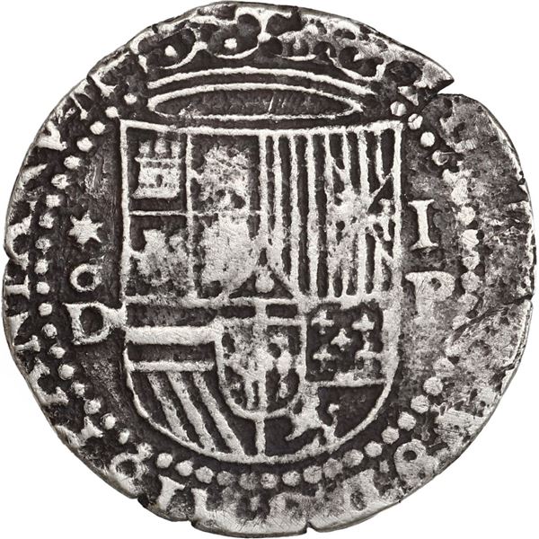 PERU, Lima, cob 1 real, Philip II, assayer Diego de la Torre, *-oD to left, I-P to right, ex-Ugaz.