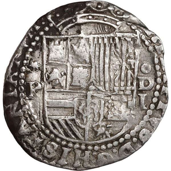 PERU, Lima, cob 1 real, Philip II, assayer Diego de la Torre, *-P to left, oD-I to right, ex-Ugaz.