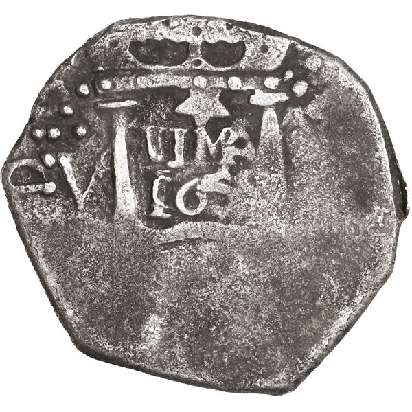 PERU, Lima, cob 1 real, 1659 V, mintmark ? above LIMA, V to left, rare, ex-Ugaz.