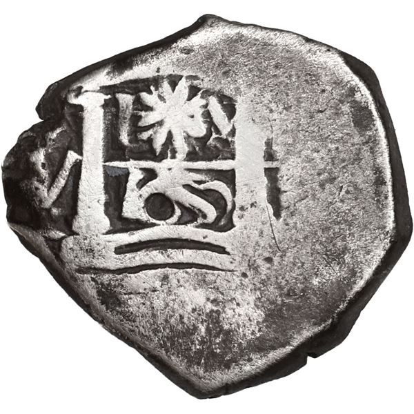 PERU, Lima, cob 1 real, 1659 V, mintmark L?M, V to left, rare, ex-Ugaz.