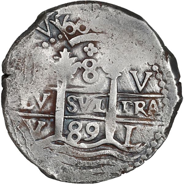 PERU, Lima, cob 8 reales, 1689 V, quatrefoil at top, ex-Ugaz, ex-Association (1707), ex-Lane.