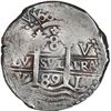 Image 1 : PERU, Lima, cob 8 reales, 1689 V, quatrefoil at top, ex-Ugaz, ex-Association (1707), ex-Lane.