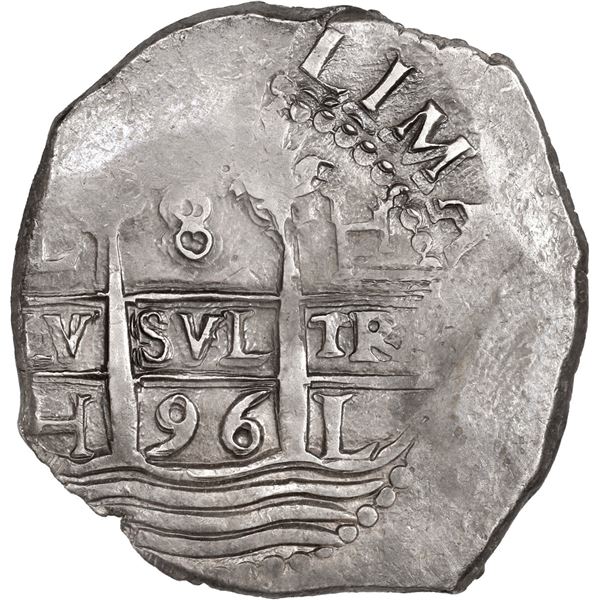 PERU, Lima, cob 8 reales, 1696 oH, very rare, ex-Ugaz.